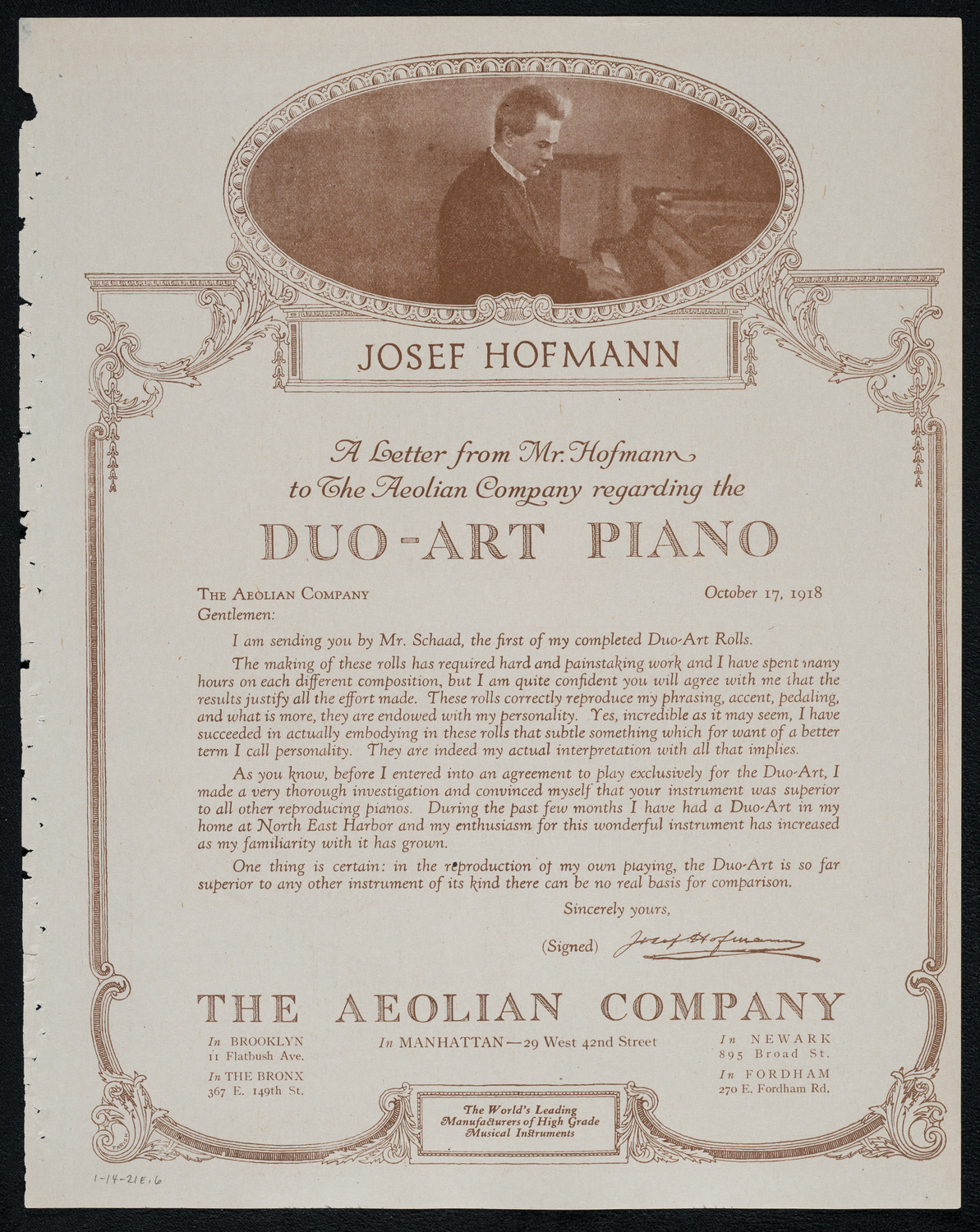 National Symphony Orchestra, January 14, 1921, program page 11