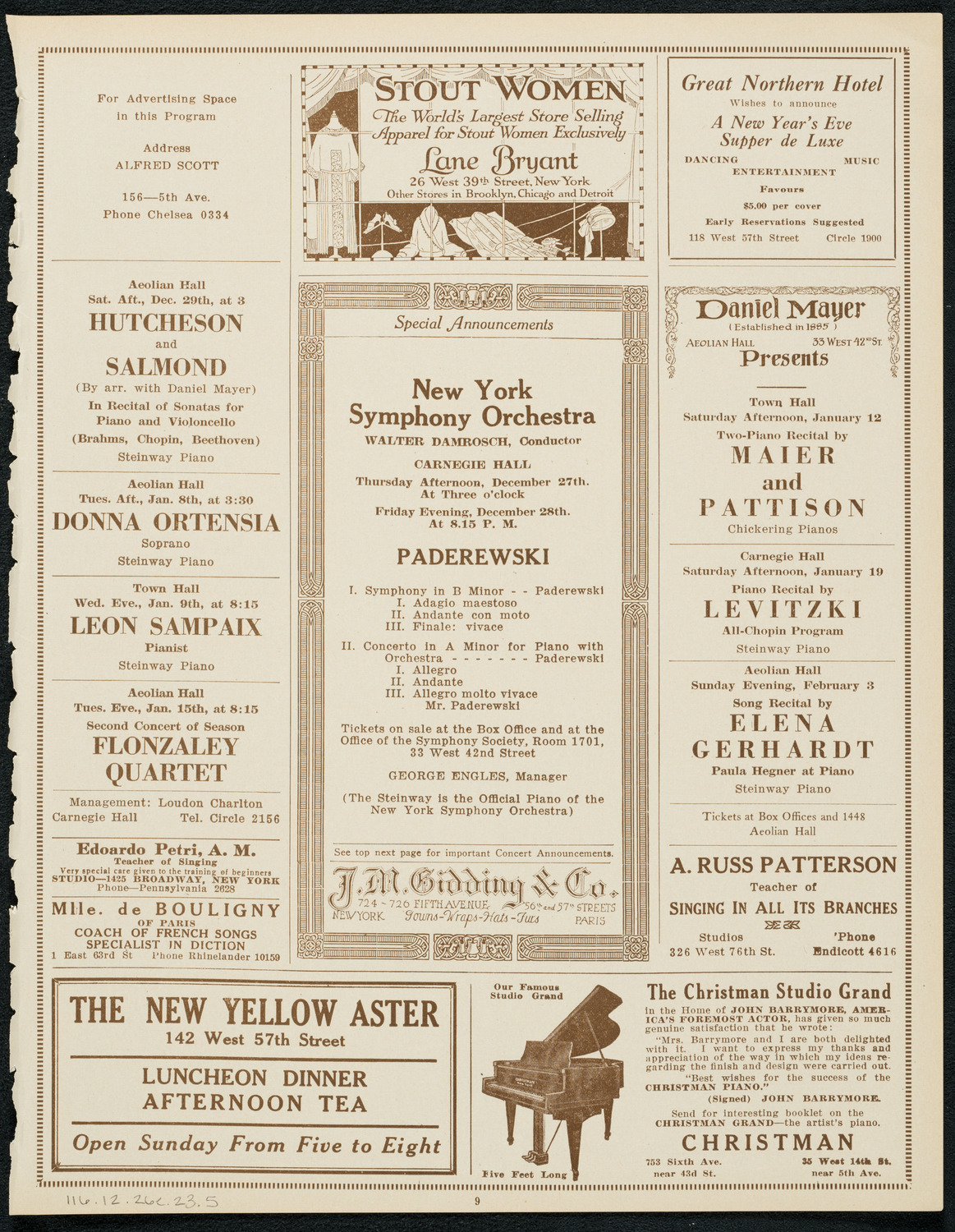 Oratorio Society of New York, December 26, 1923, program page 9