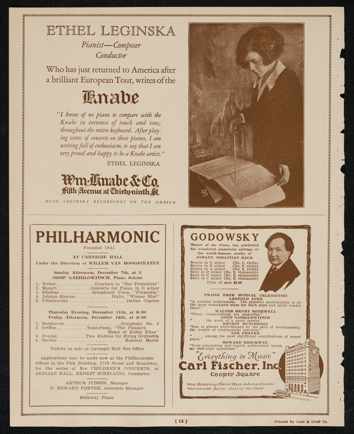 New York Symphony Orchestra, December 5, 1924, program page 12