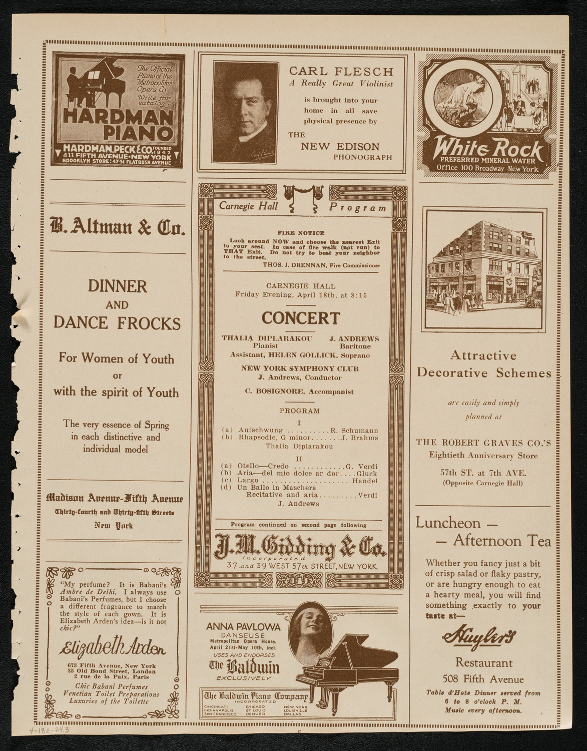 New York Symphony Club, April 18, 1924, program page 5