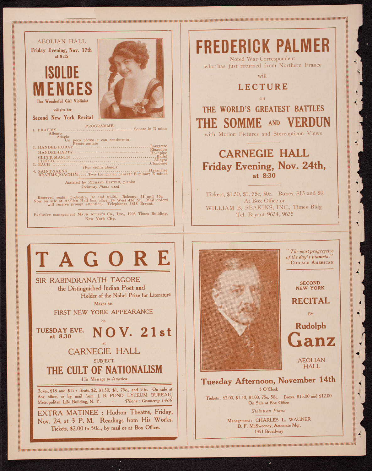 New York Philharmonic, November 12, 1916, program page 10