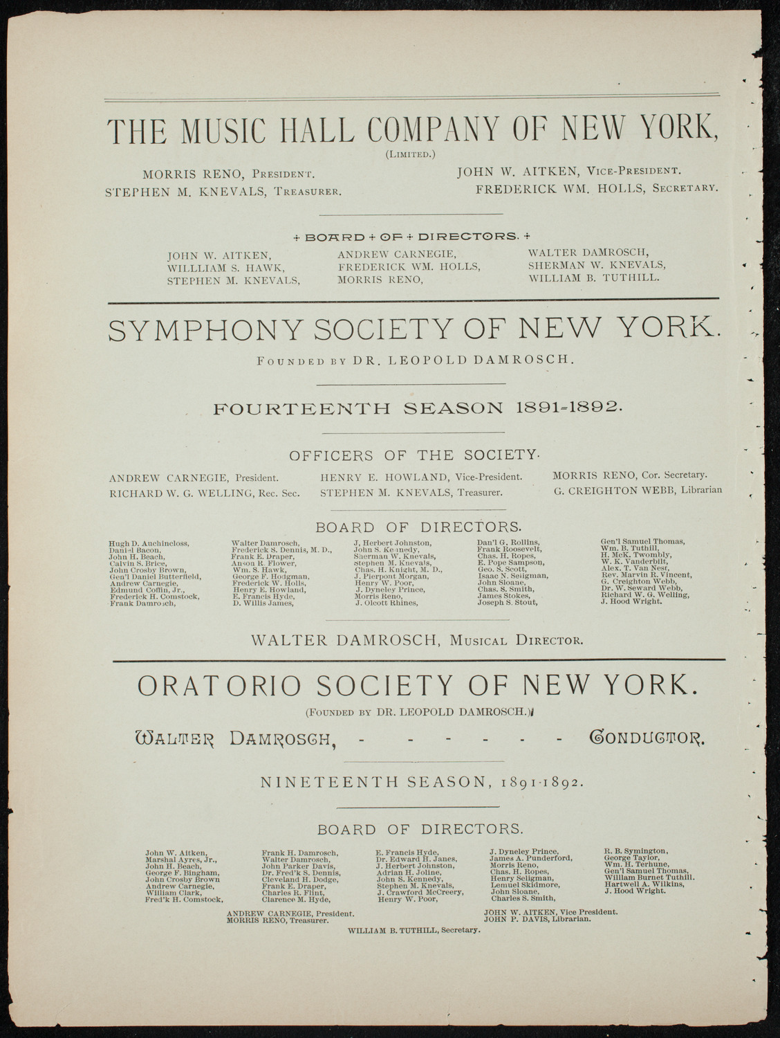 Benefit: German Hospital and Dispensary, January 21, 1892, program page 2