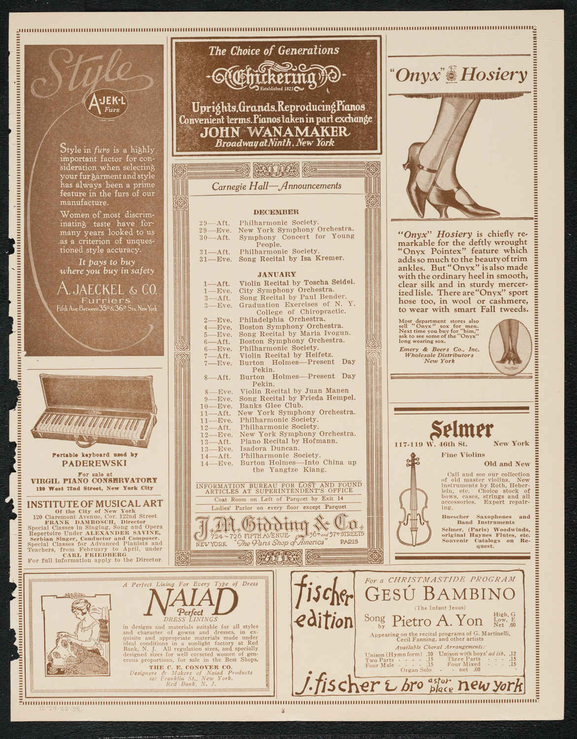 Joseph Schwarz, Baritone, with the New York Philharmonic, December 28, 1922, program page 3