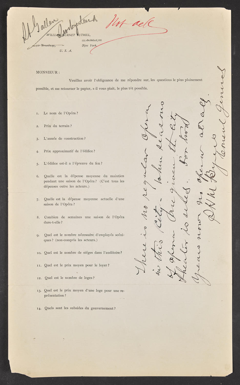 Questionnaire to theaters of St. Gallen