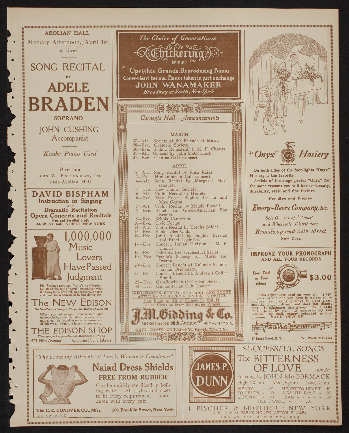 New York Philharmonic, March 24, 1918, program page 3