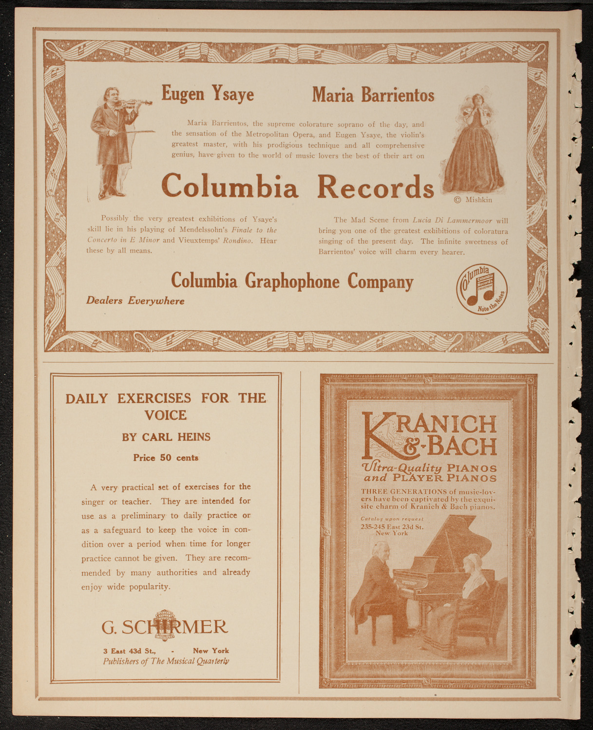 Maria Barrientos and Eugène Ysaÿe, February 20, 1917, program page 6