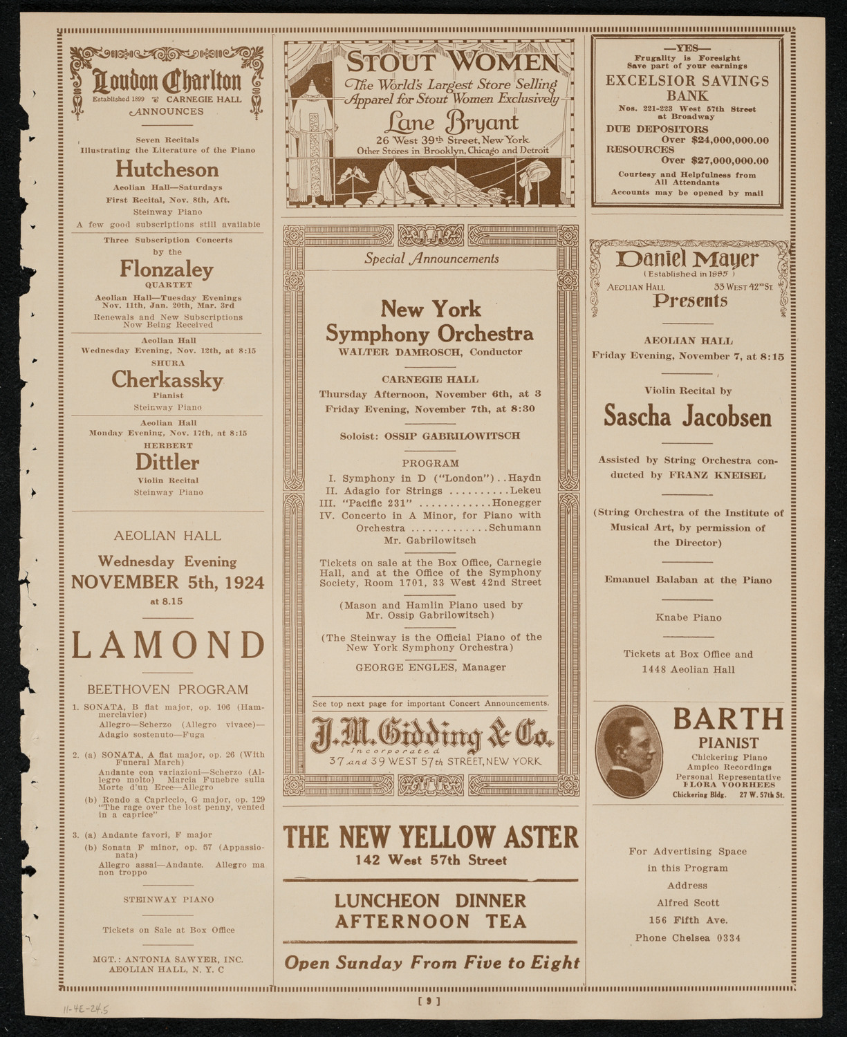 Philadelphia Orchestra, November 4, 1924, program page 9