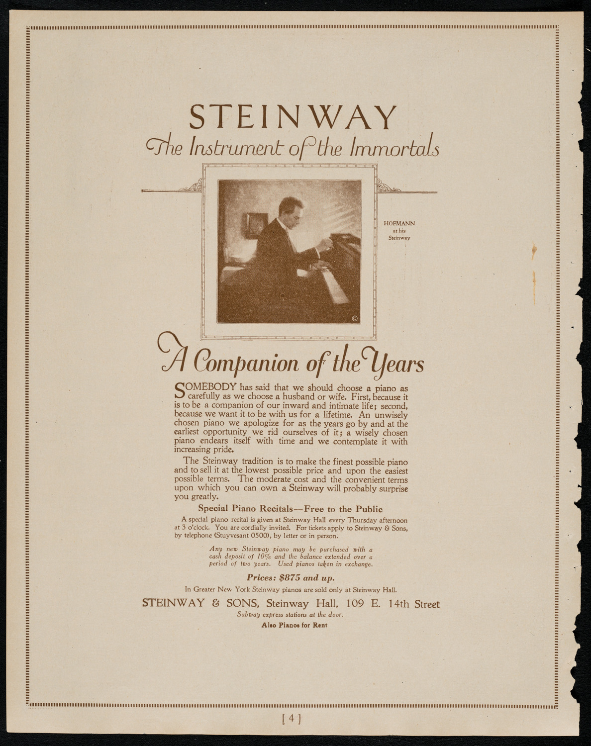 New York Philharmonic, February 10, 1922, program page 4