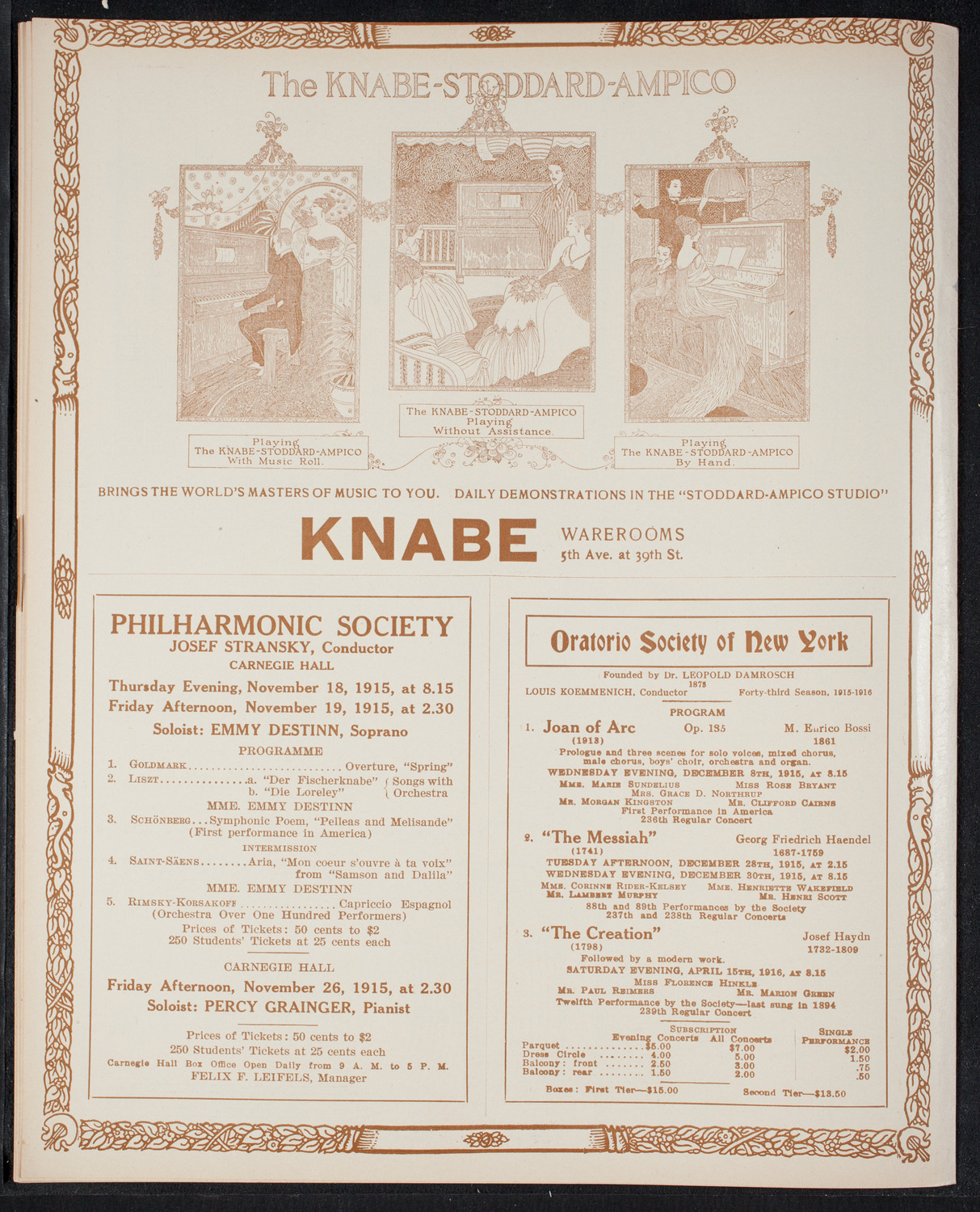 Ernest Schelling, Piano, November 17, 1915, program page 12