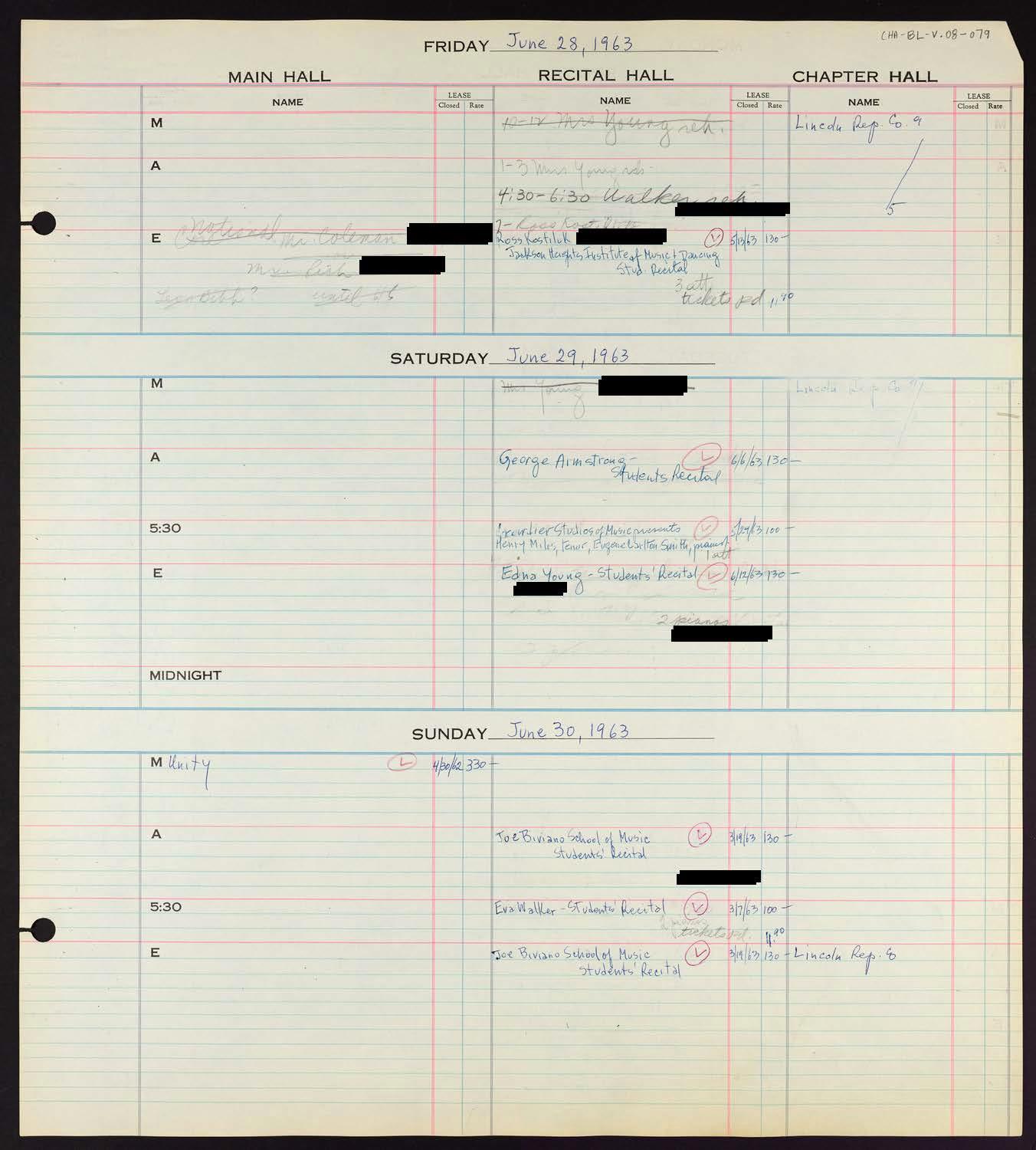 Carnegie Hall Booking Ledger, volume 8, page 79