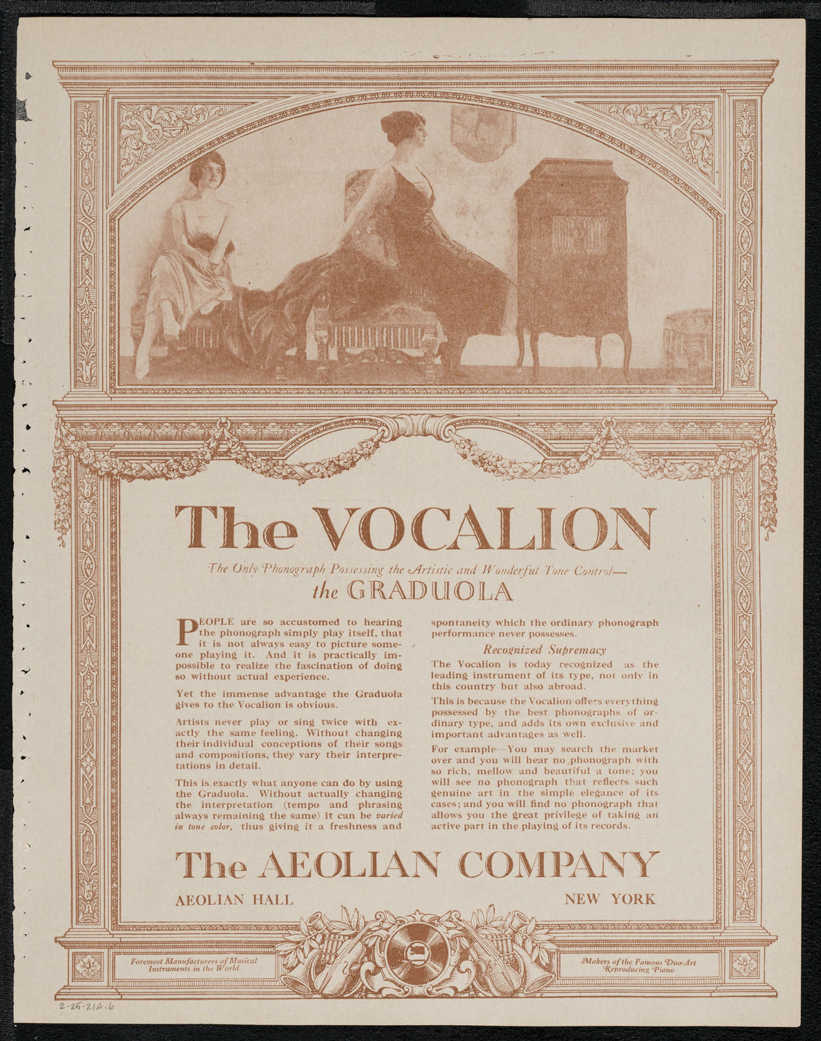 New York Philharmonic, February 25, 1921, program page 11