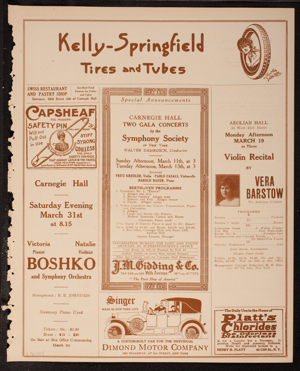 New York Philharmonic, March 9, 1917, program page 9