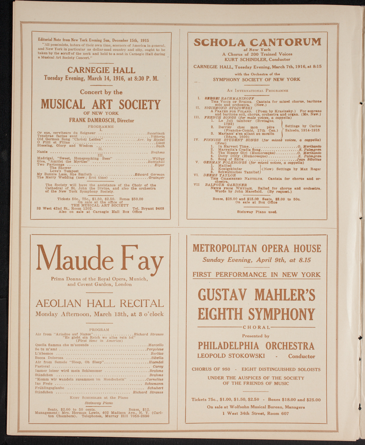 New York Philharmonic, March 3, 1916, program page 10