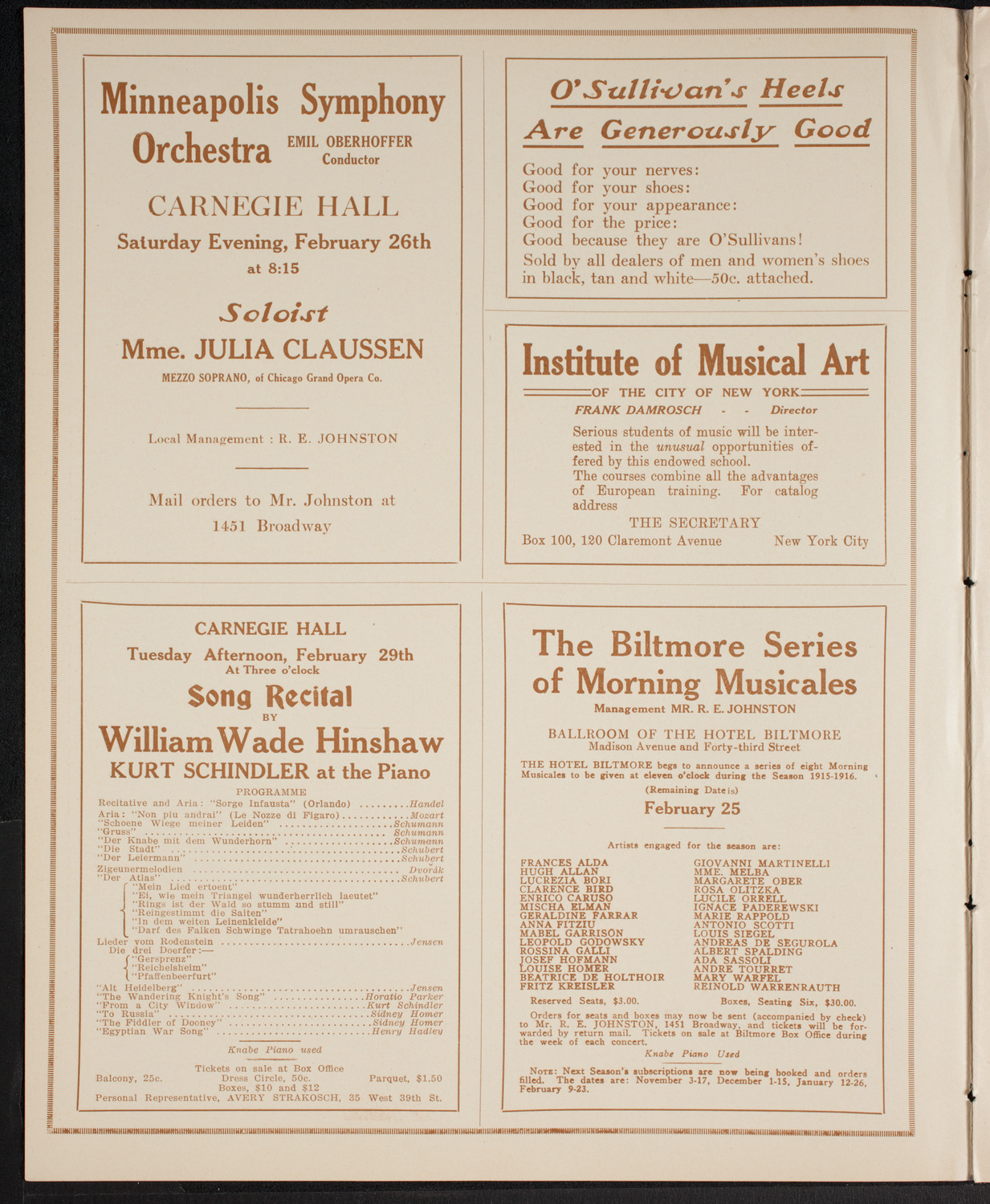 Russian Symphony Society of New York, February 19, 1916, program page 2