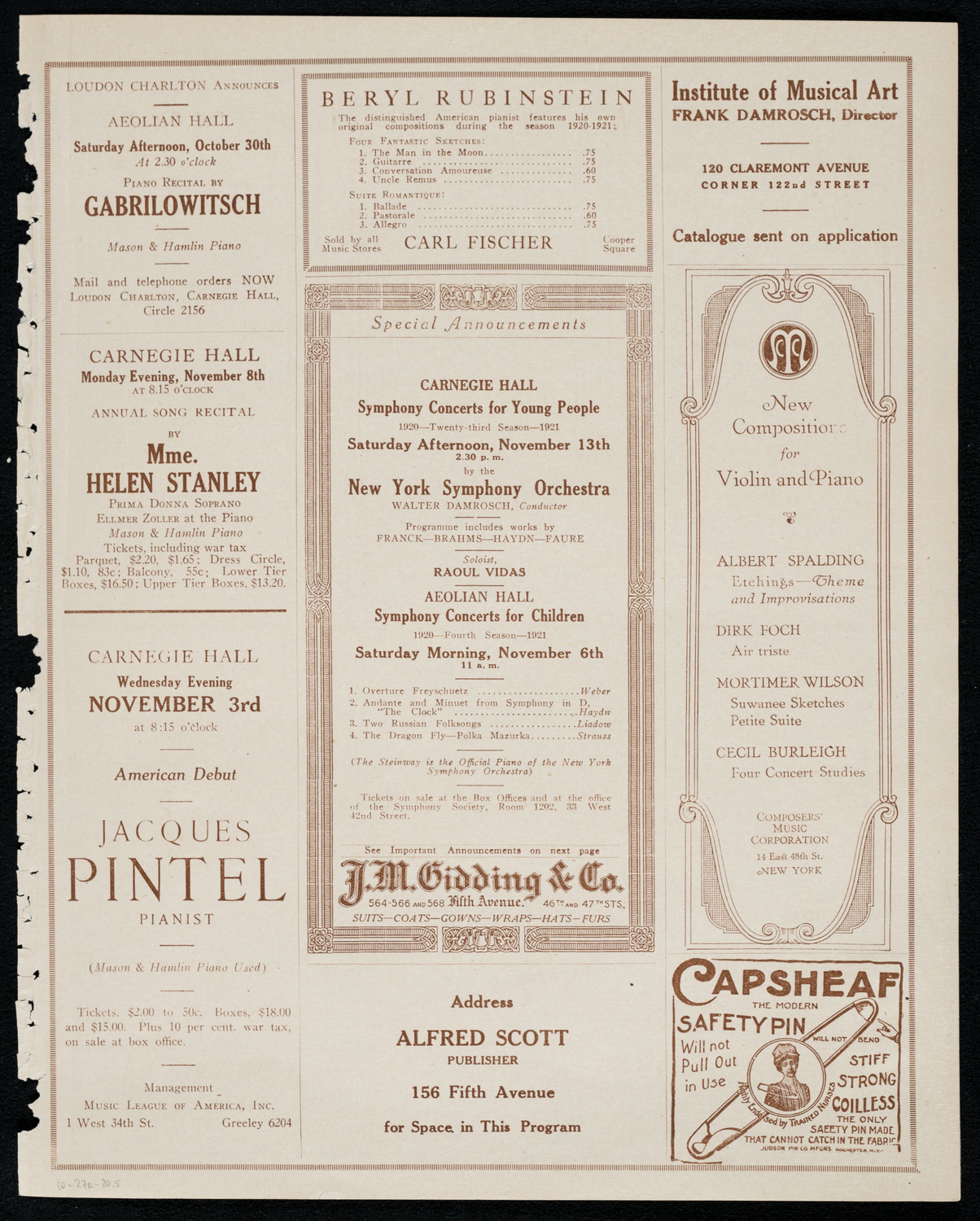 Thelma Given, Violin, October 27, 1920, program page 9