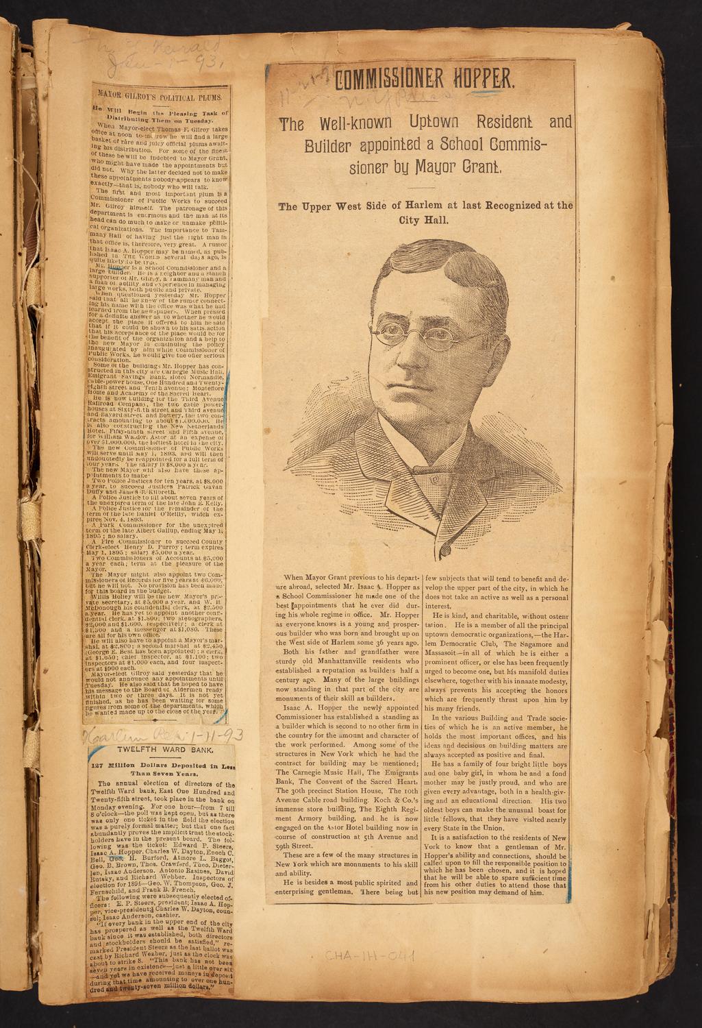 Isaac Hopper Scrapbook, page 41: 1891-1893