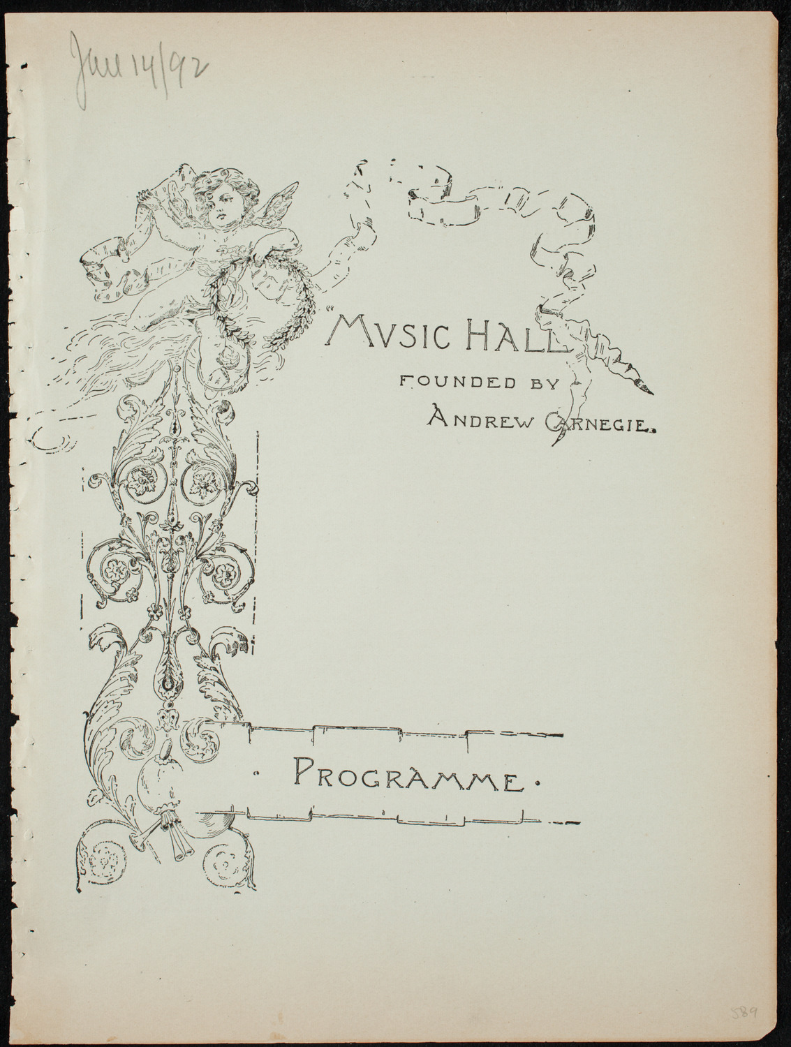 Beethoven String Quartet, January 14, 1892, program page 1