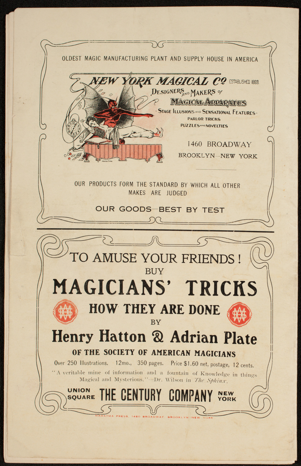 Society of American Magicians, January 14, 1911, program page 16