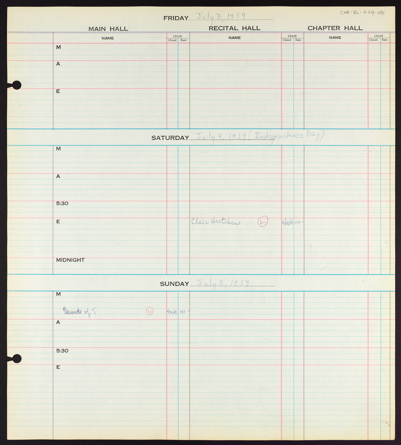 Carnegie Hall Booking Ledger, volume 4, page 81