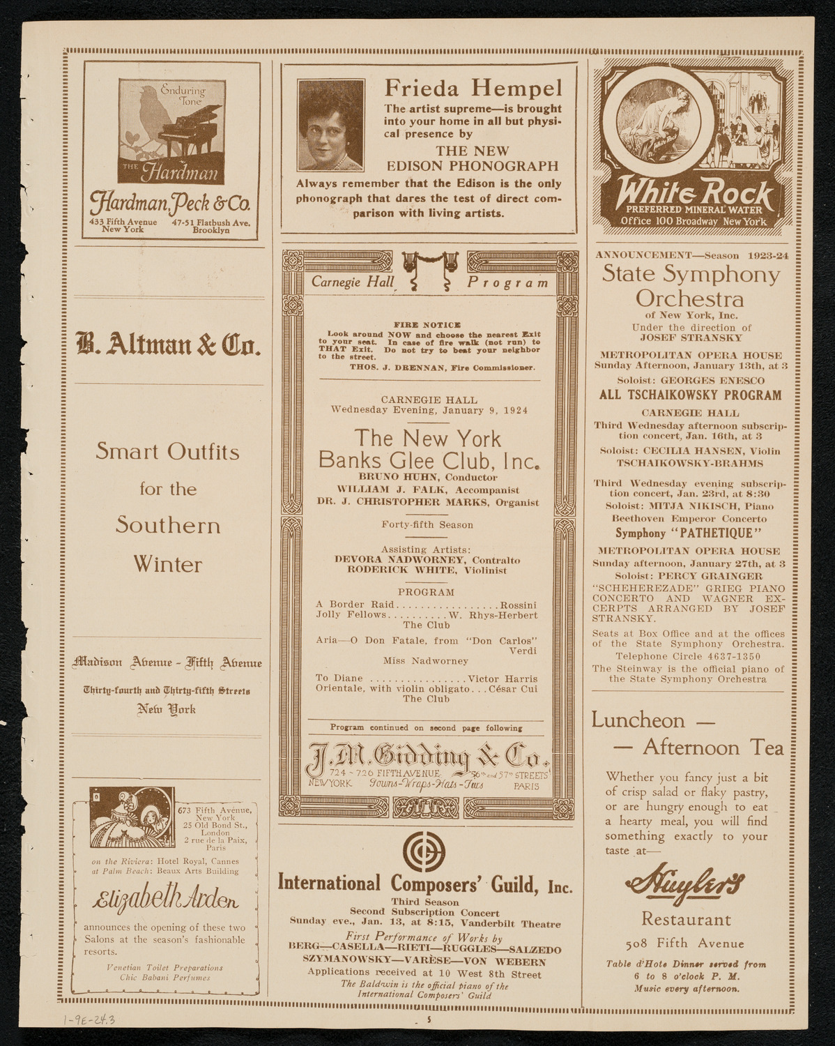 New York Banks' Glee Club, January 9, 1924, program page 5