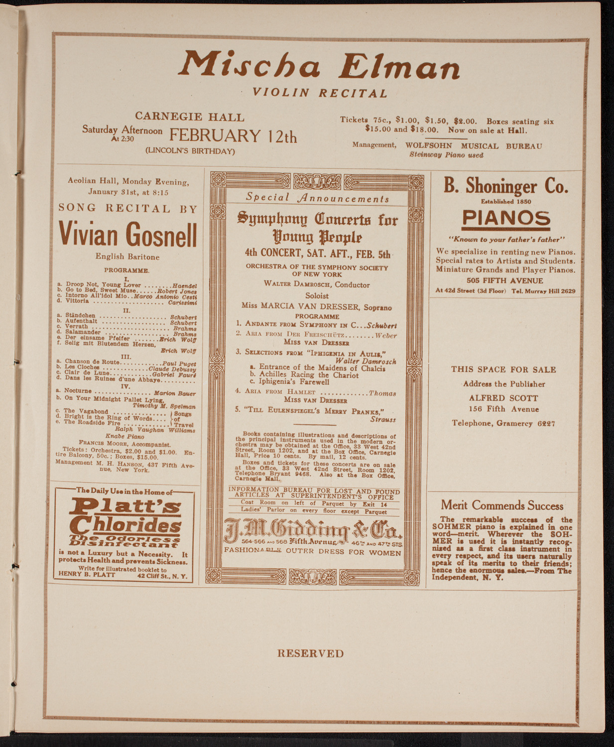 Russian Symphony Society of New York, January 29, 1916, program page 9