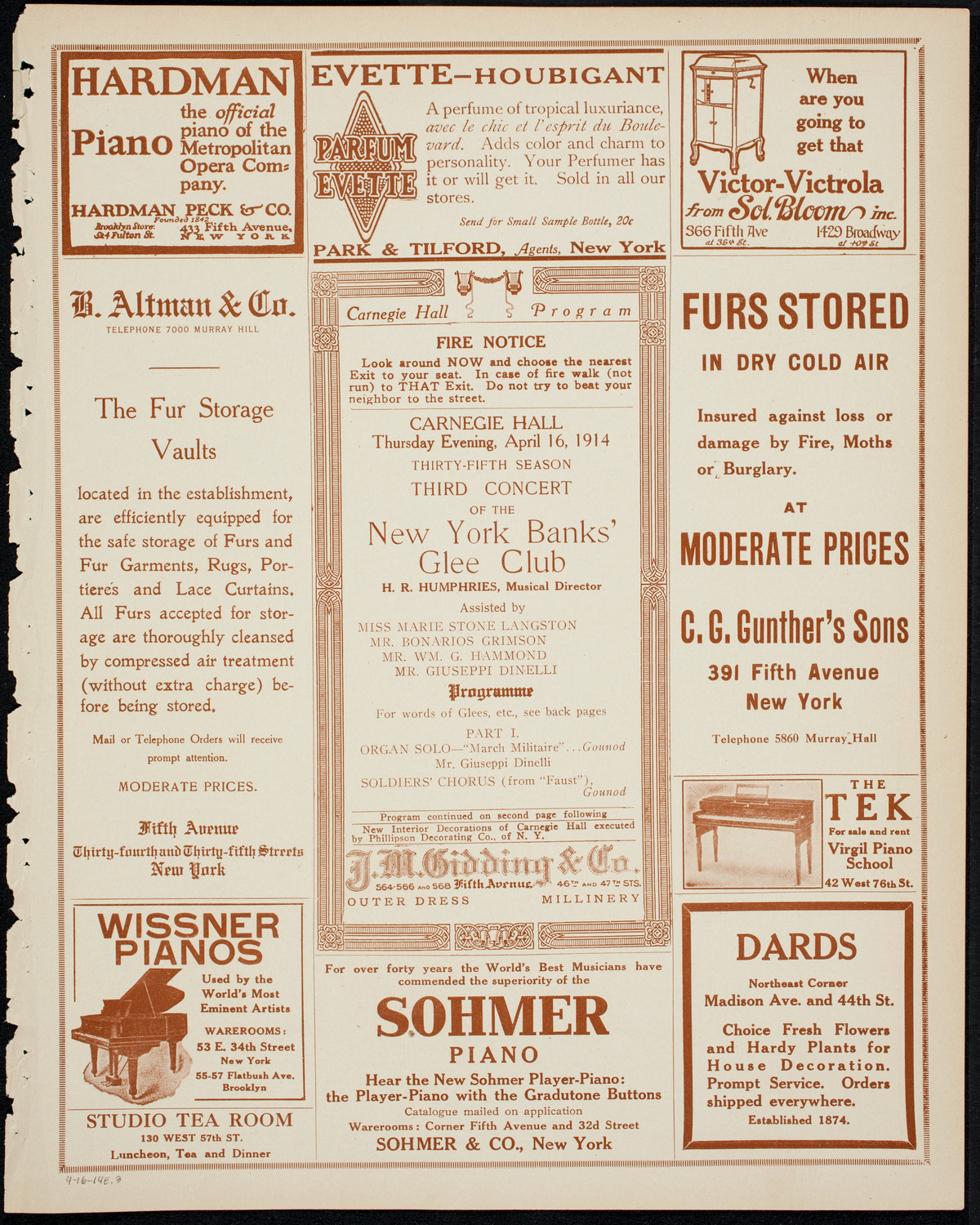 New York Banks' Glee Club, April 16, 1914, program page 5