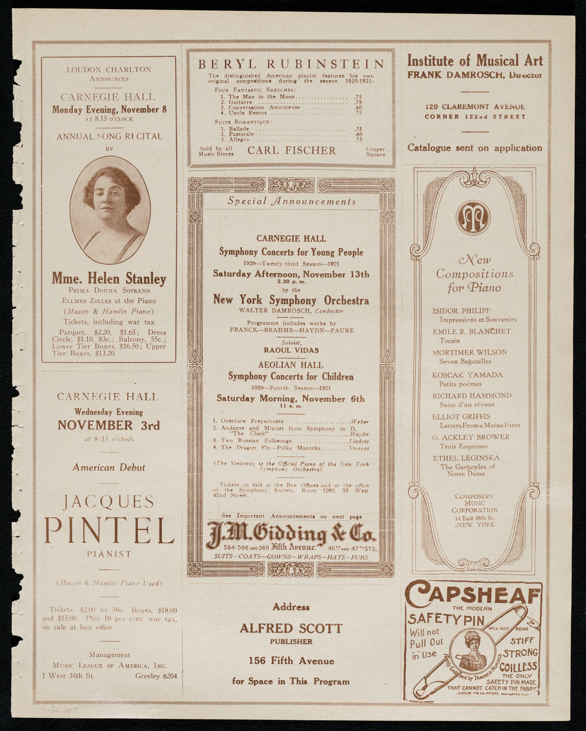 National Symphony Orchestra, November 2, 1920, program page 9