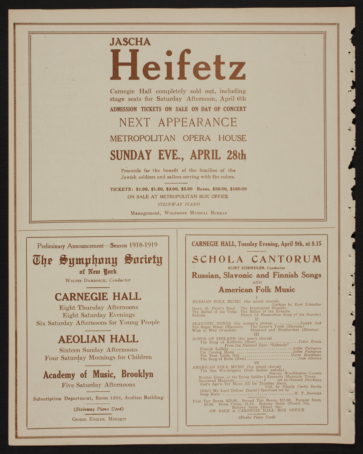 Rosa Raisa, Soprano, April 2, 1918, program page 8