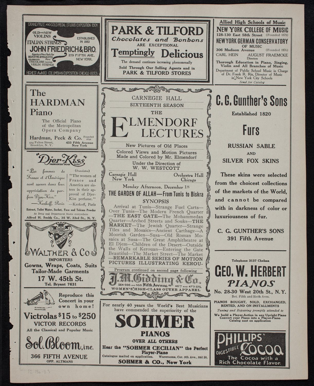 Elmendorf Lecture: The Garden of Allah, December 18, 1911, program page 5