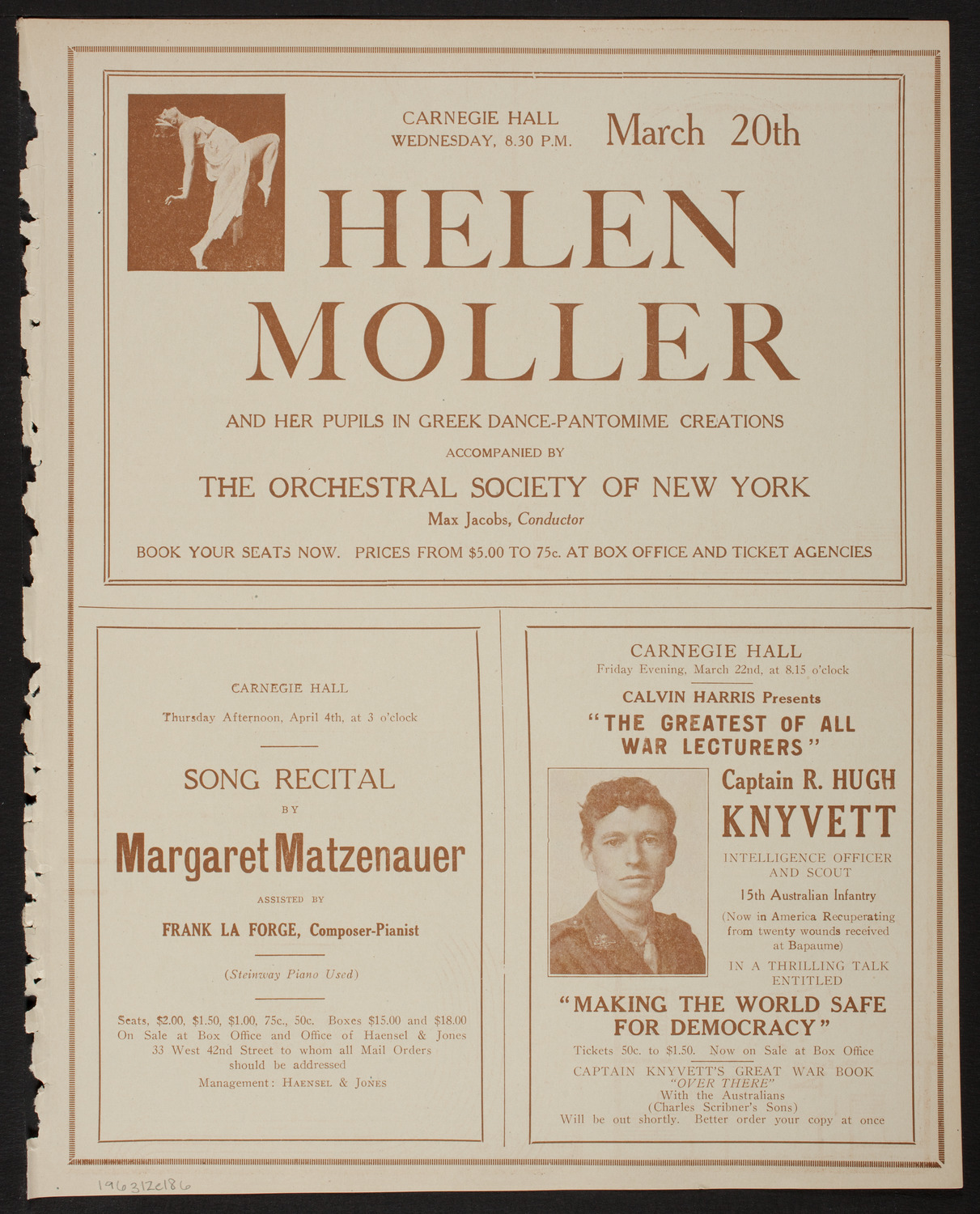 Choir of the Cathedral of St. John the Divine, March 12, 1918, program page 11