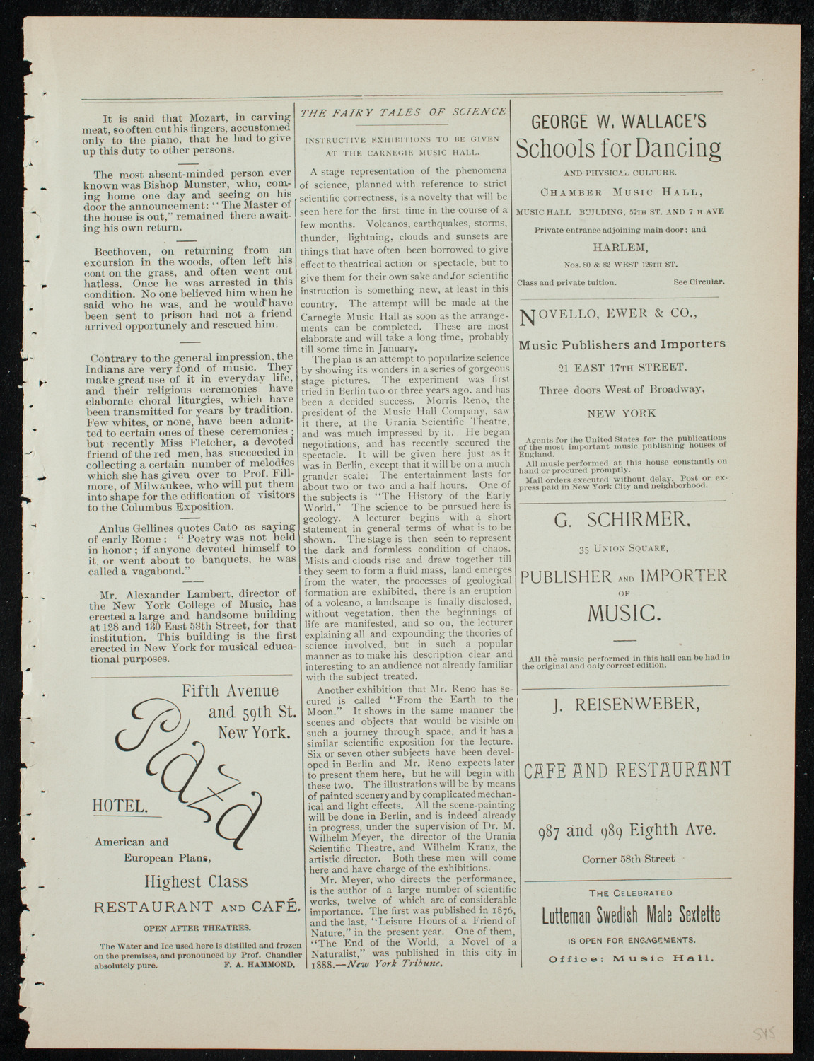Damrosch Sunday Concert, January 10, 1892, program page 9