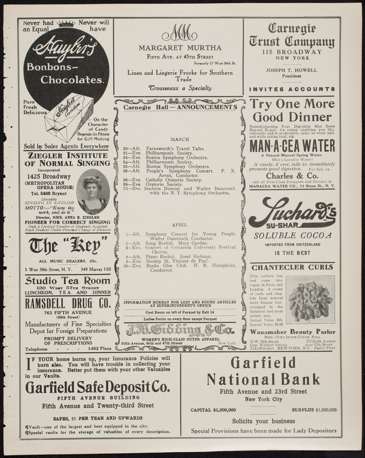 Farnsworth's Travel Talks, March 19, 1911, program page 3