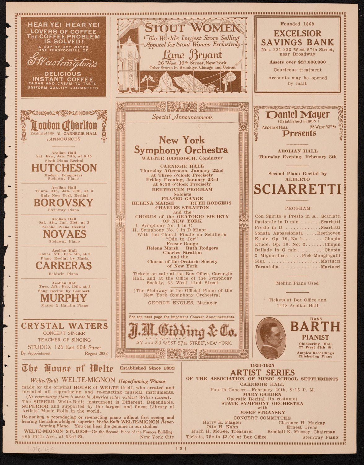 State Symphony Orchestra of New York, January 21, 1925, program page 9