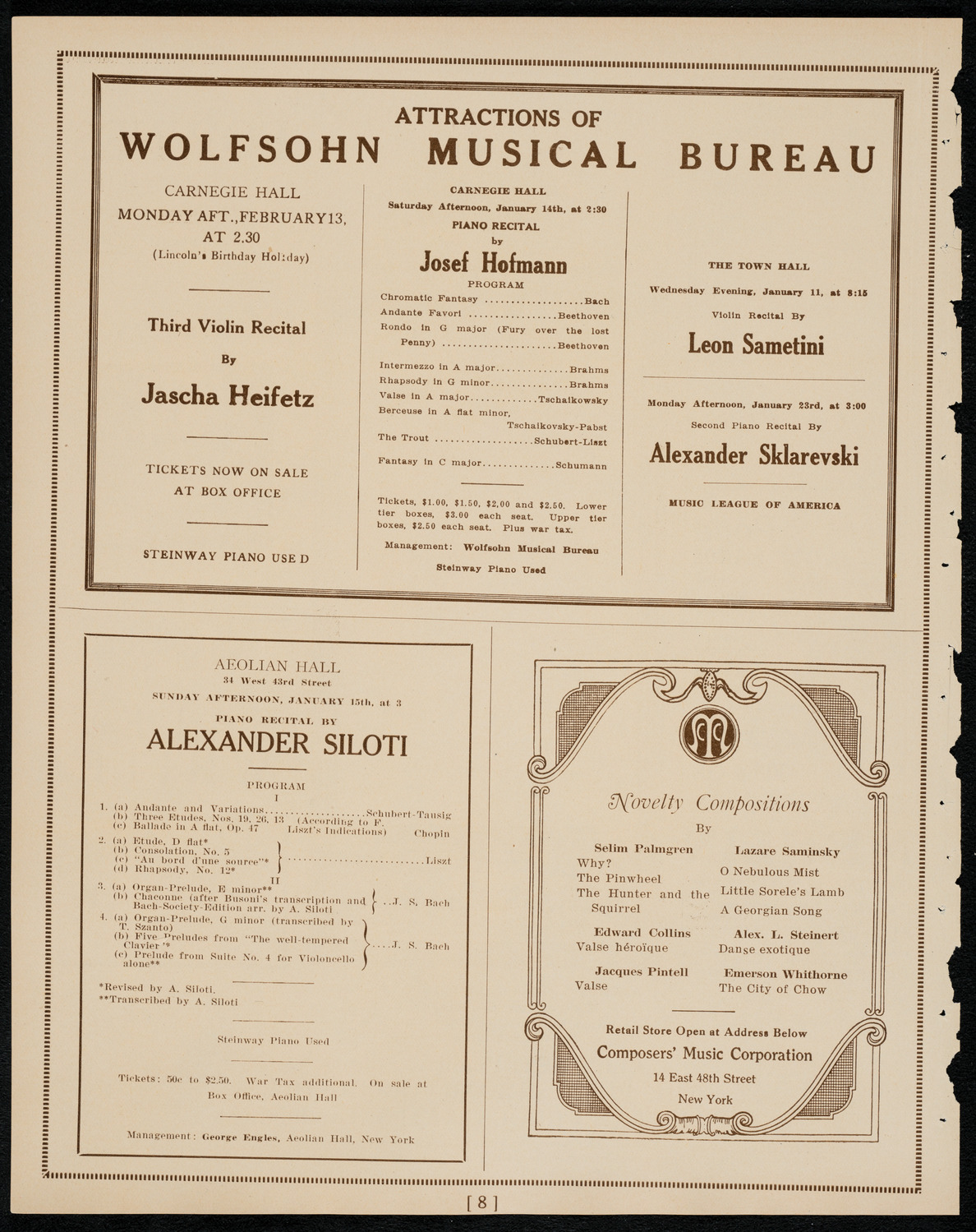 Emma Calvé, Soprano, January 8, 1922, program page 8