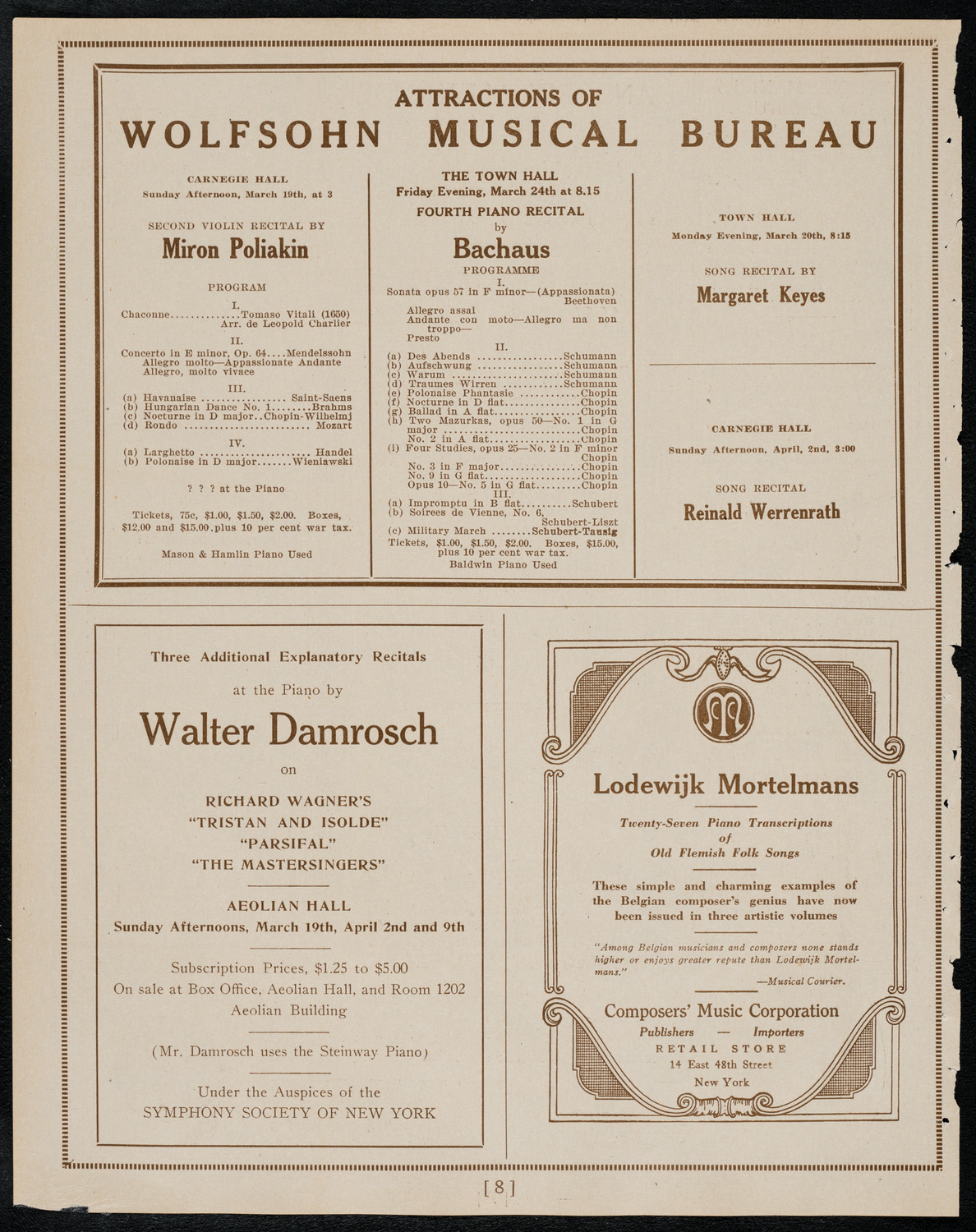 Boston Symphony Orchestra, March 16, 1922, program page 8