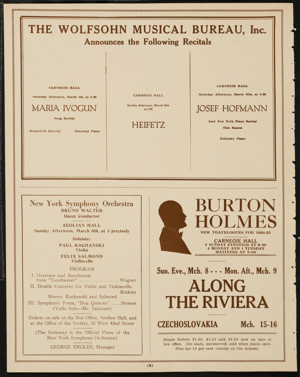 Francis MacMillen, Violin, March 3, 1925, program page 8