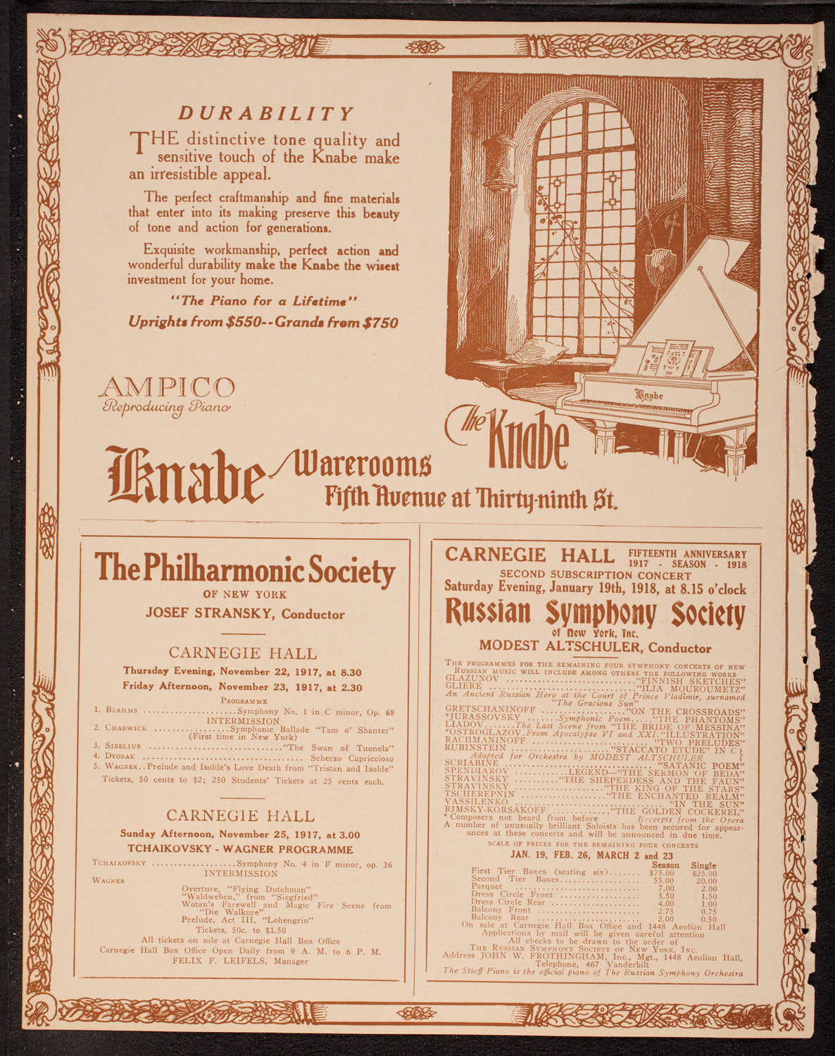 Russian Symphony Society of New York, November 17, 1917, program page 12