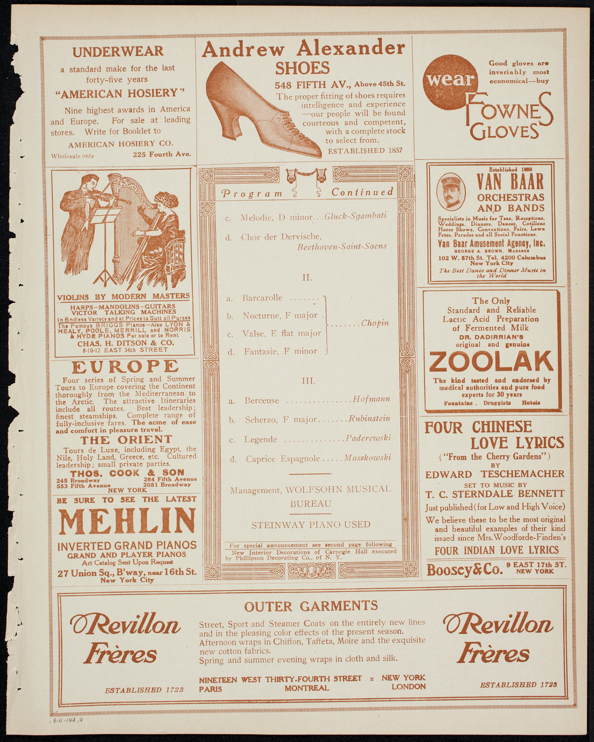 Josef Hofmann, Piano, April 4, 1914, program page 7