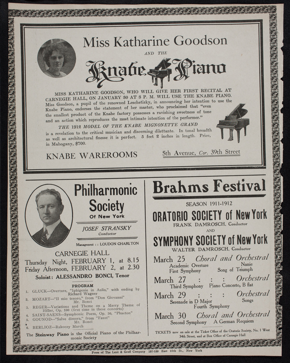 New York Philharmonic, January 26, 1912, program page 12