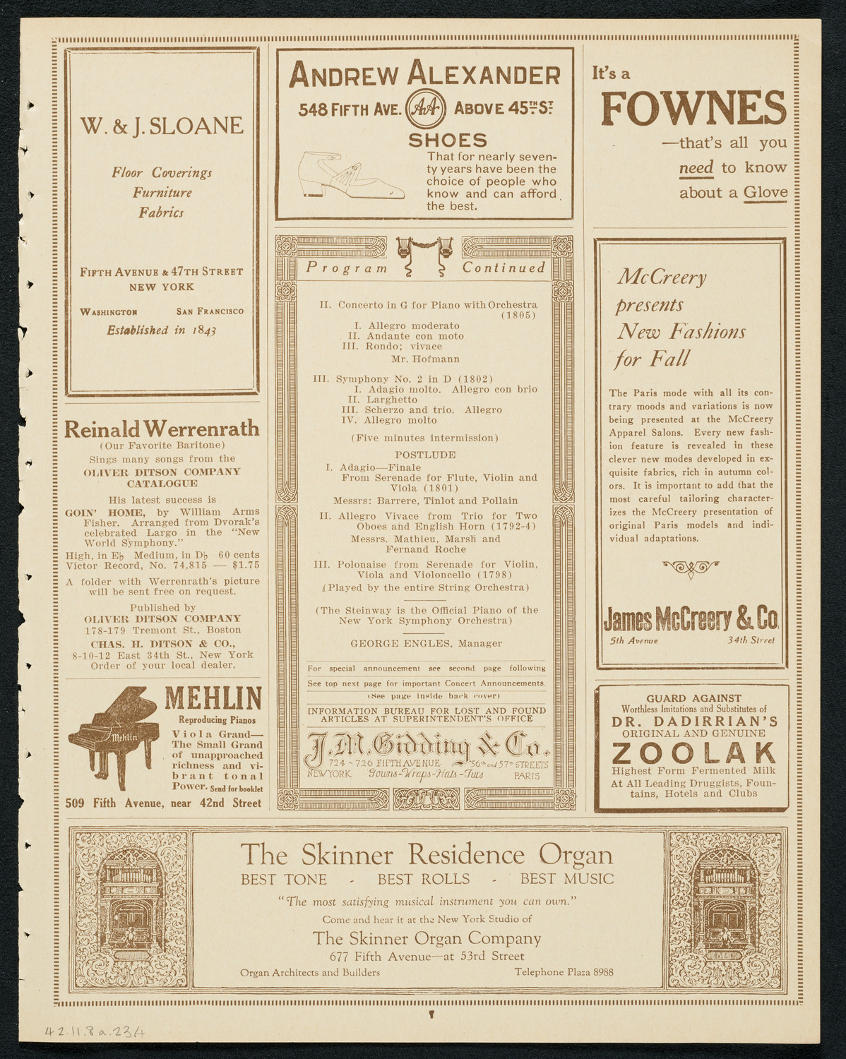 New York Symphony Orchestra: Beethoven Cycle, November 8, 1923, program page 7