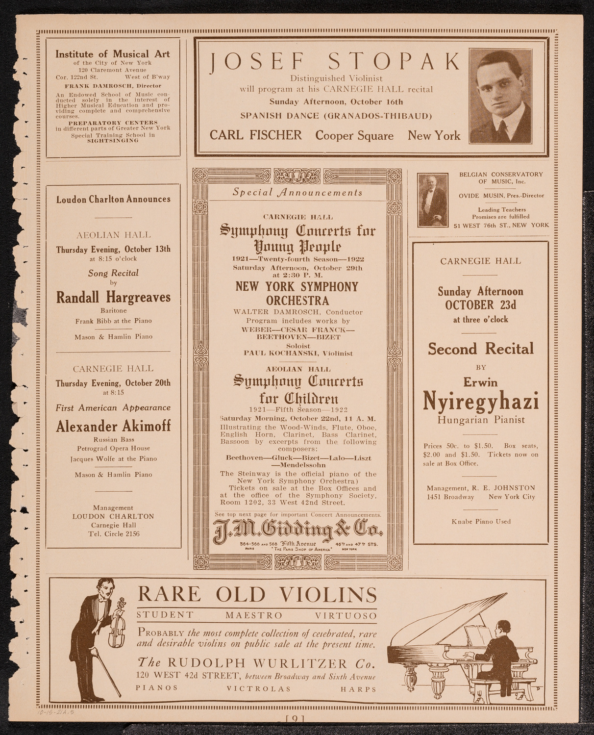 Elly Ney, Piano, October 15, 1921, program page 9