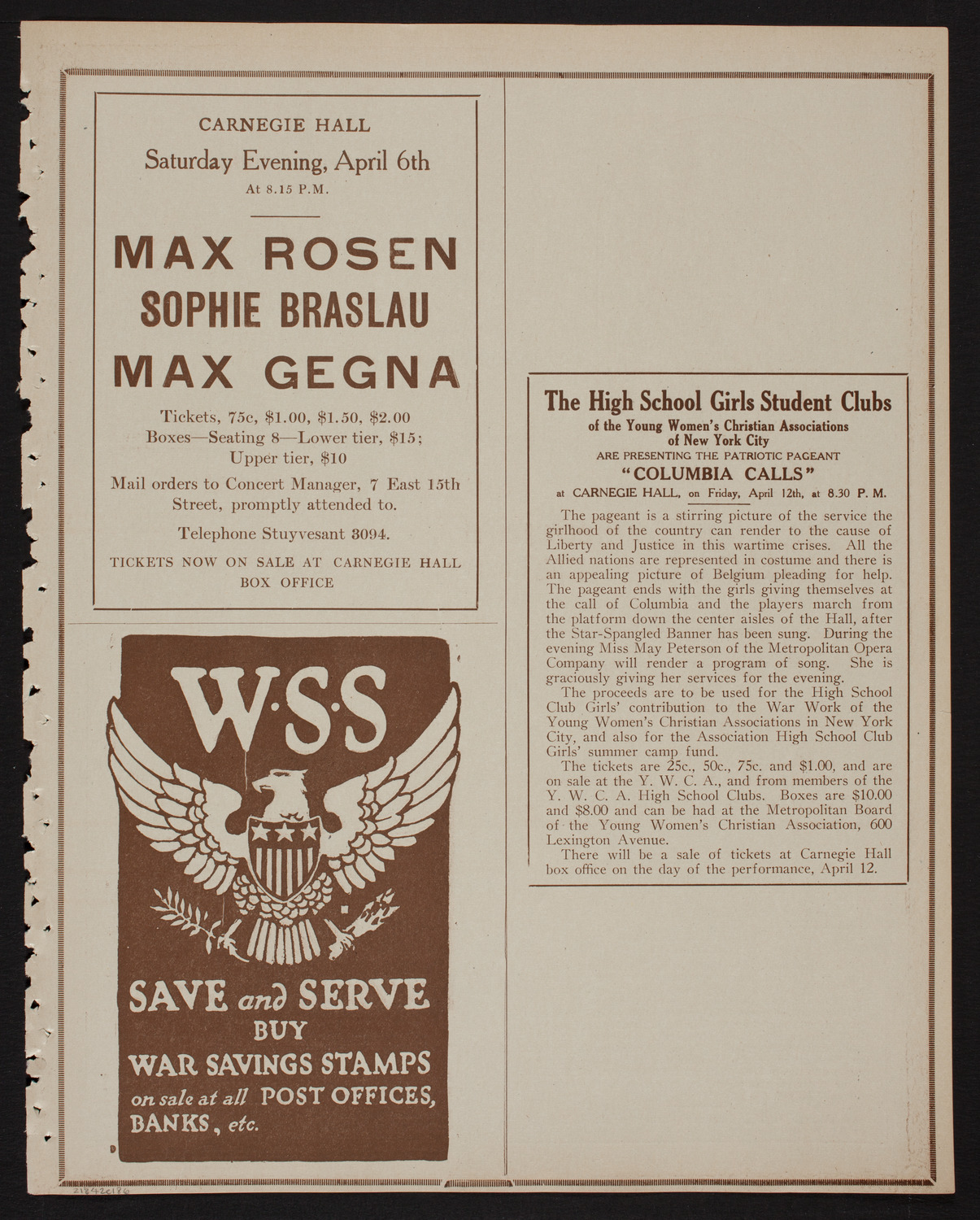 Meeting: The Humanitarian Cult, April 2, 1918, program page 11