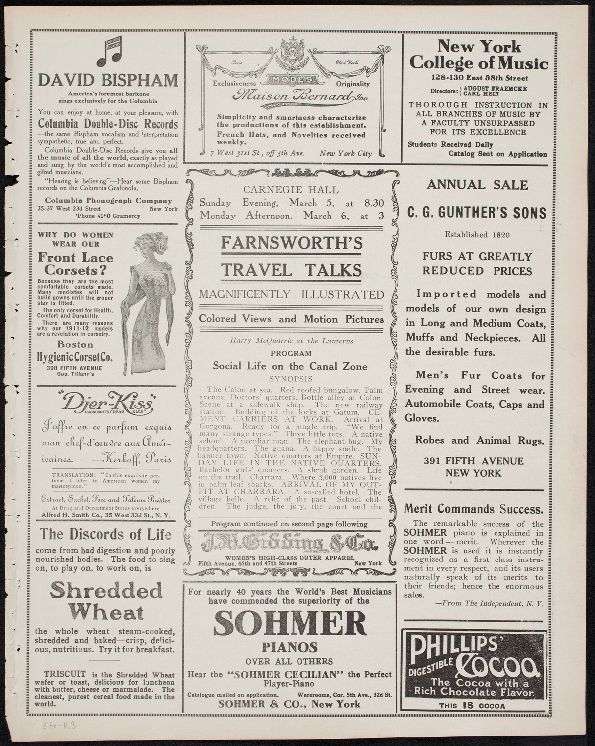 Farnsworth's Travel Talks, March 5, 1911, program page 5