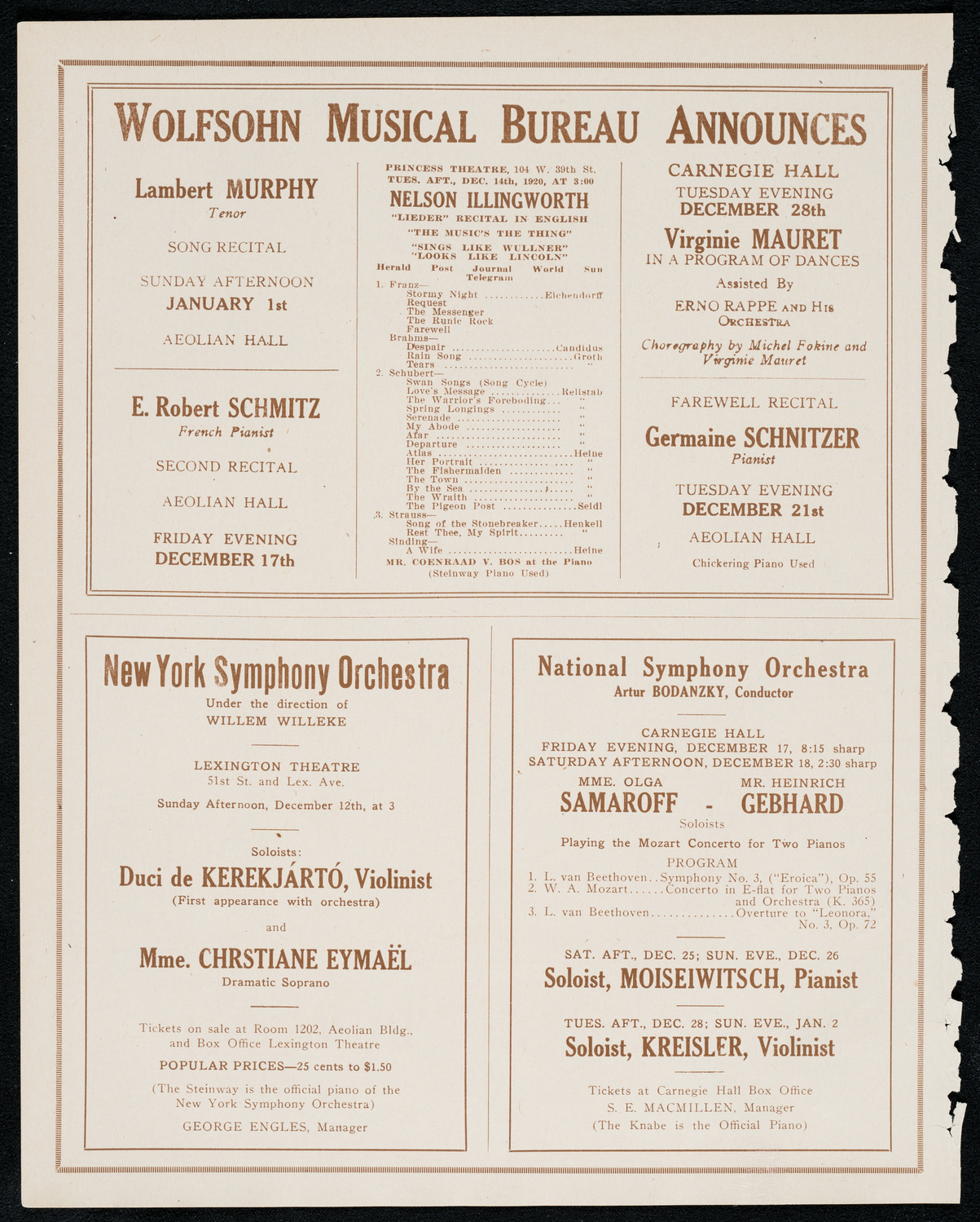 Detroit Symphony Orchestra, December 8, 1920, program page 8