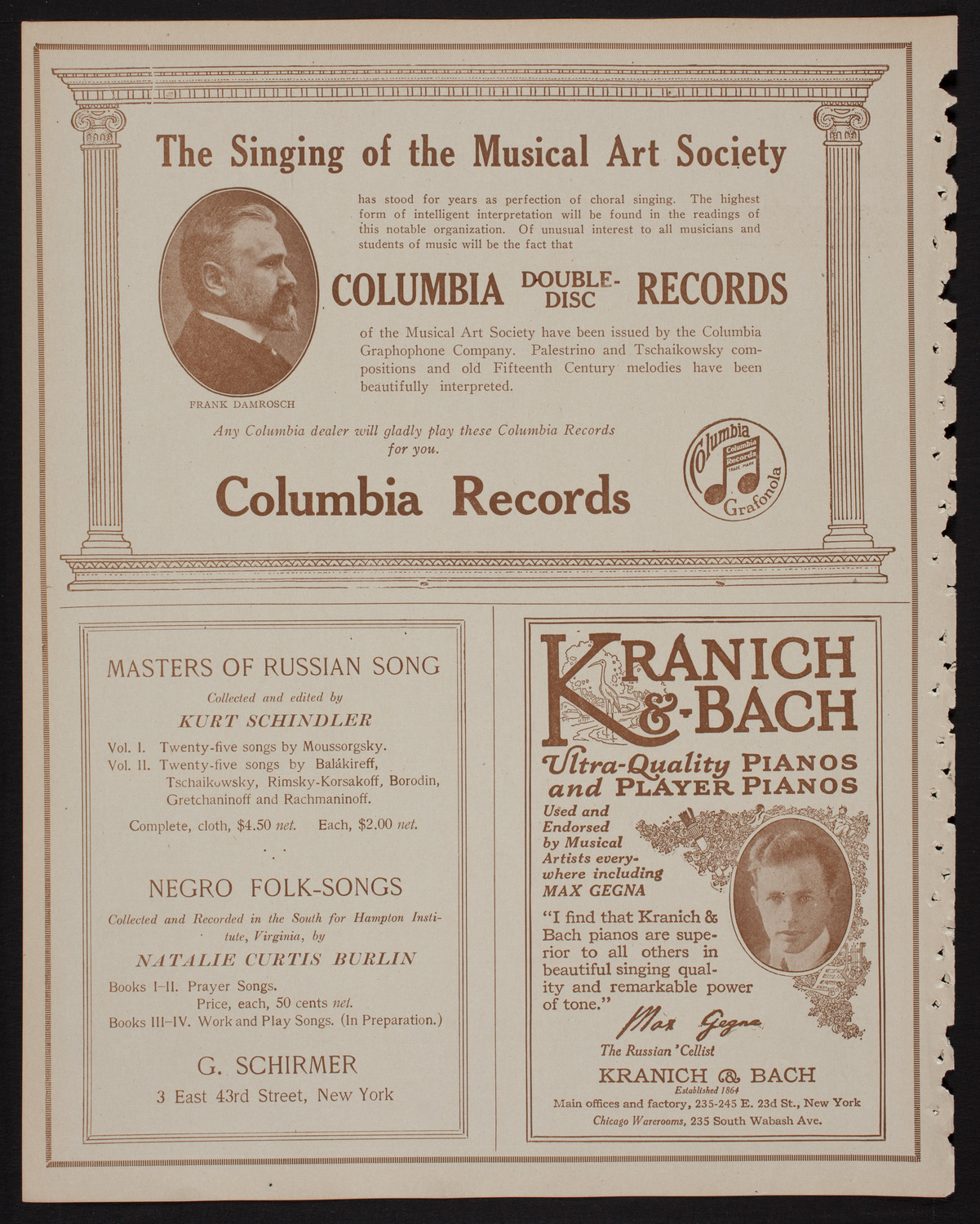 Schola Cantorum of New York, April 9, 1918, program page 6