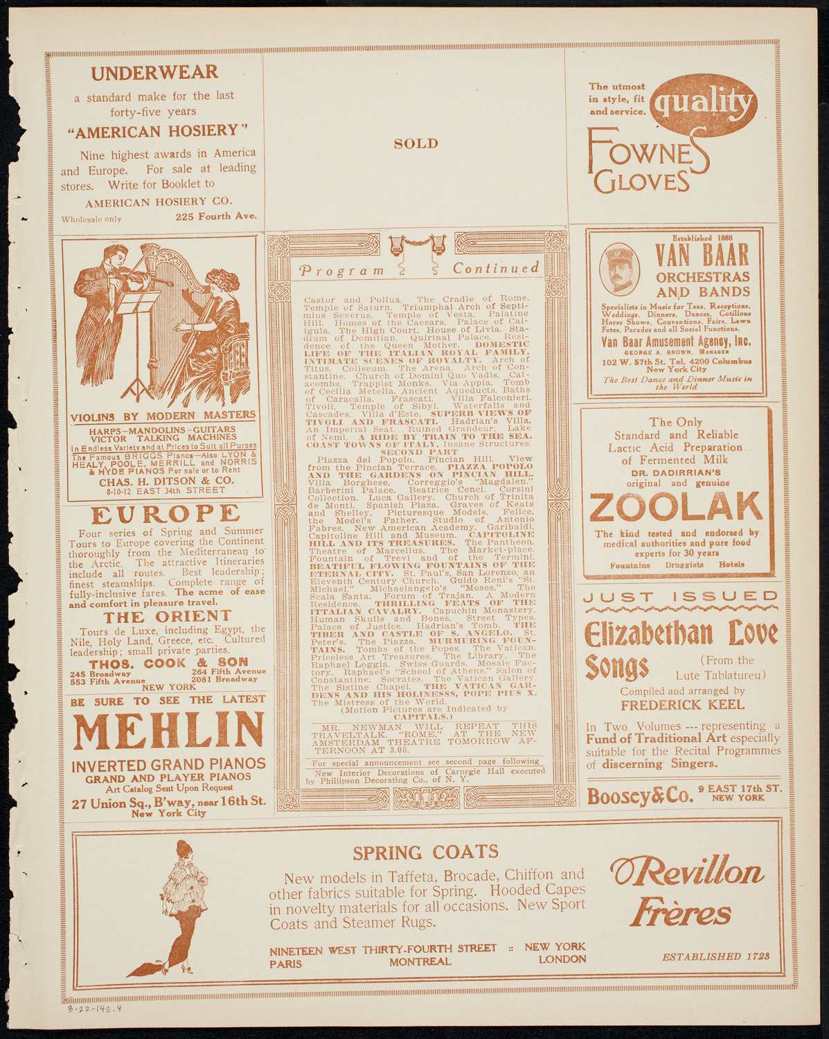 Newman Traveltalks: Rome, March 22, 1914, program page 7