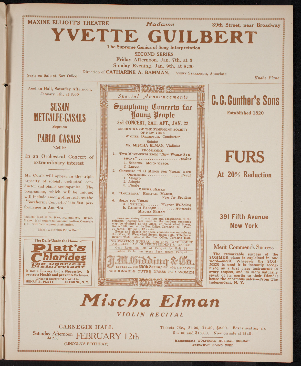 New York Philharmonic, January 8, 1916, program page 9