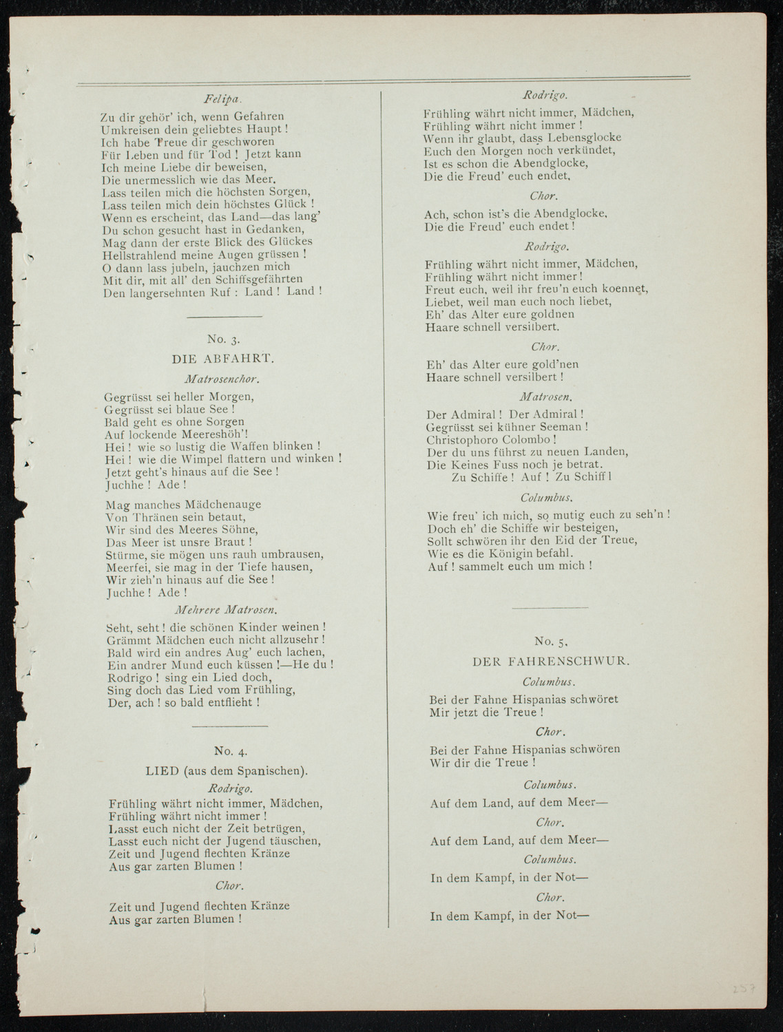 Deutscher Liederkranz, November 29, 1891, program page 9