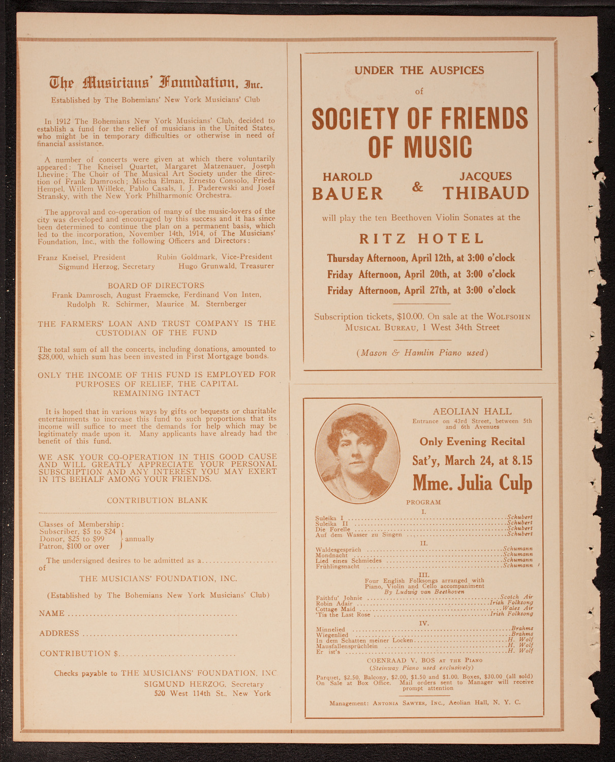 New York Philharmonic, March 22, 1917, program page 10