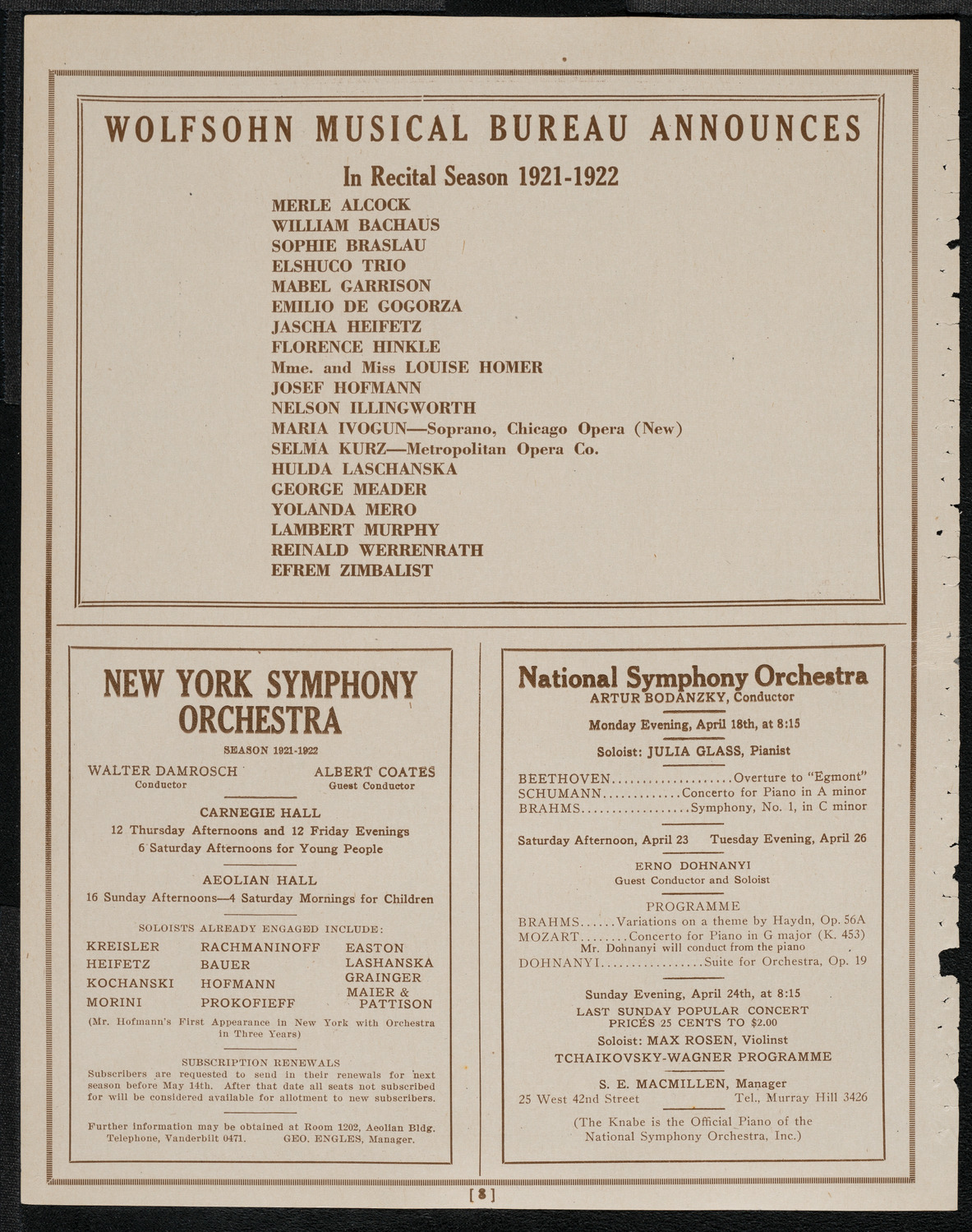 National Ballet and Toe Dancing Exposition of America, April 16, 1921, program page 8